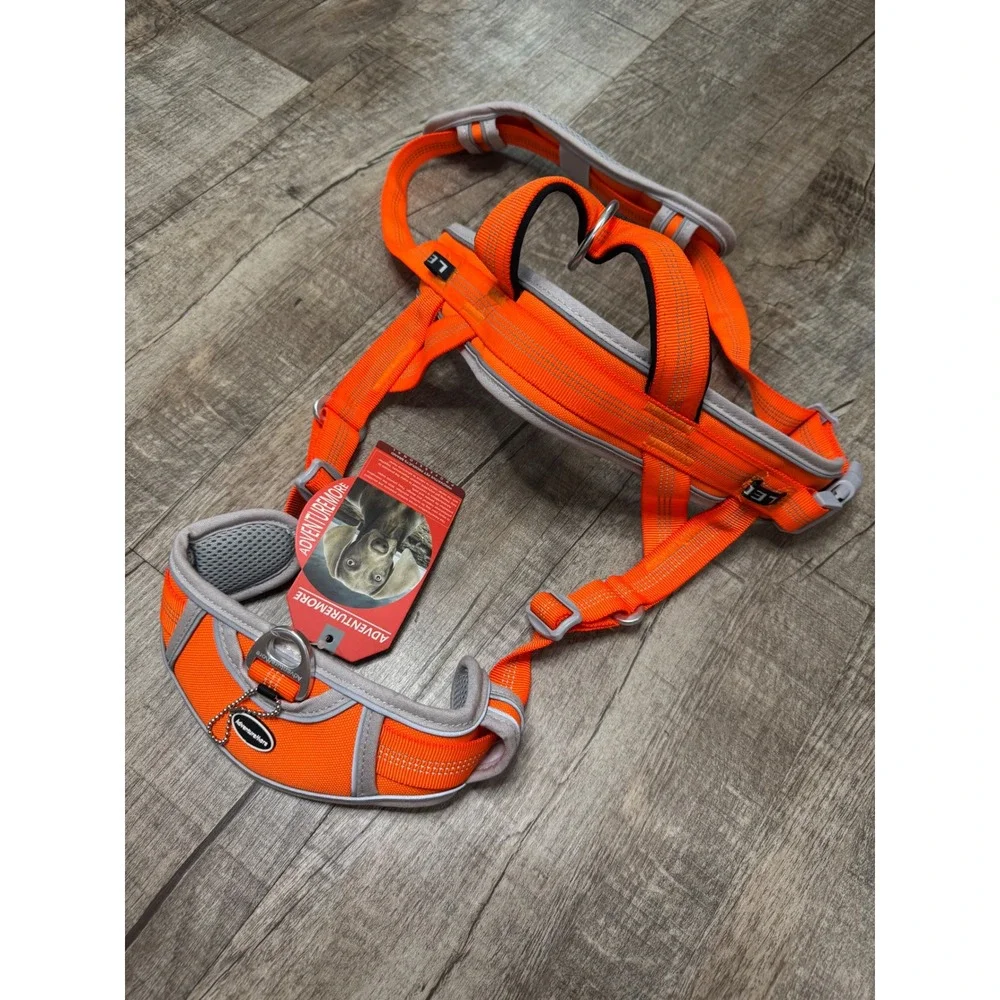 AdventureMore No Pull Dog Harness Orange Large Reflective Adjustable Handle L